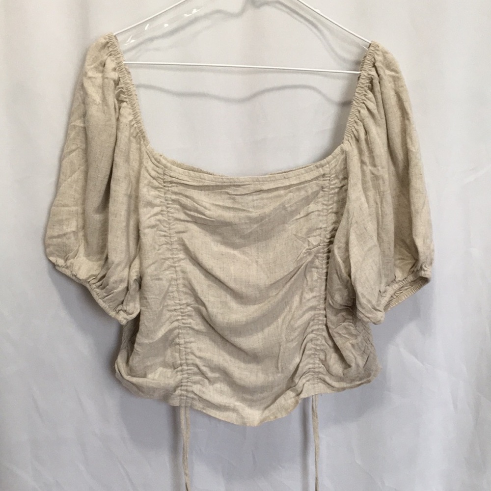 Ruched Down-string Short Sleeve Crop Top XXL